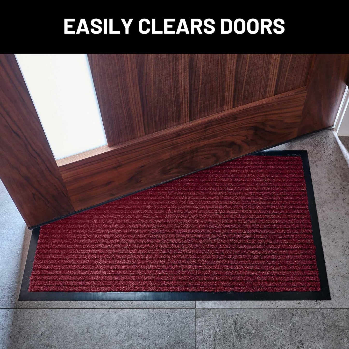 Sierra Concepts Front Door Mat Welcome Floor Mats - Entryway Indoor Outdoor Entrance Doormat, Patio, Porch, Muddy Shoe, Inside Outside Low Profile, 30x17 inches, 2-Pack Red