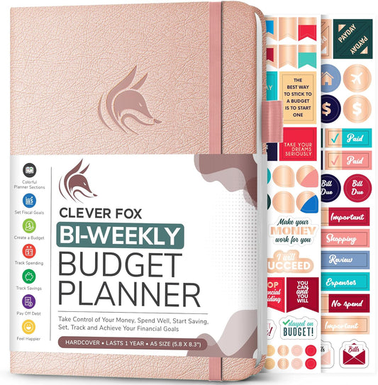 Clever Fox Bi Weekly Budget Planner – Undated Financial Organizer Book – Expense Tracker, Budgeting & Bill Notebook, A5 (Rose Gold)